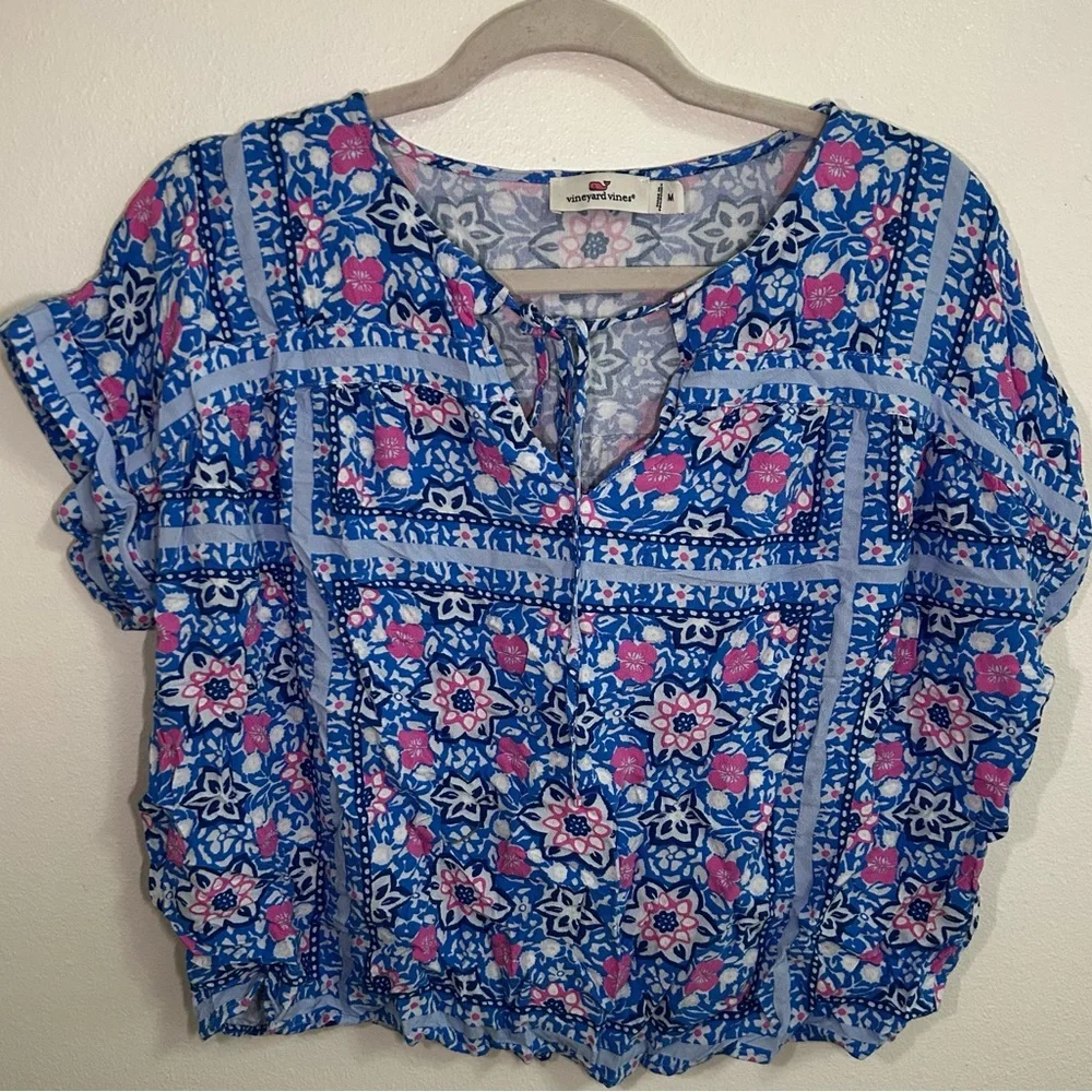 Vineyard Vines Bloom Scarf Print Top